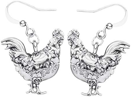 WEVENI Antik Hahn Henne Huhn Ohrringe Dangle Bauernhoftiere Schmuck Geschenk für Mädchen Frauen