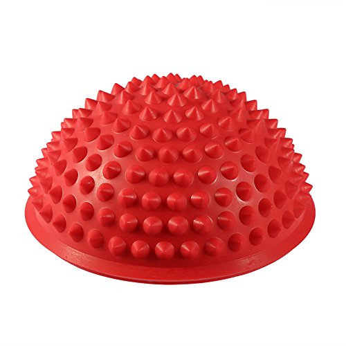 Halbrunder Massageball, Massage Yoga Bälle für Kinder und Erwachsene Halbrunder Balance Pod Fußfitness Gewölbte Stabilitäts Pods, Igel Stil Balance Pod Halbball Physical Fitness Balance Trainer (rot)