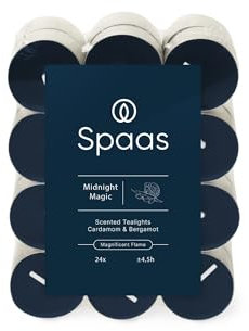 Spaas Duft-Teelichter, flach, 4,5 h, 24 Stück, Midnight Magic