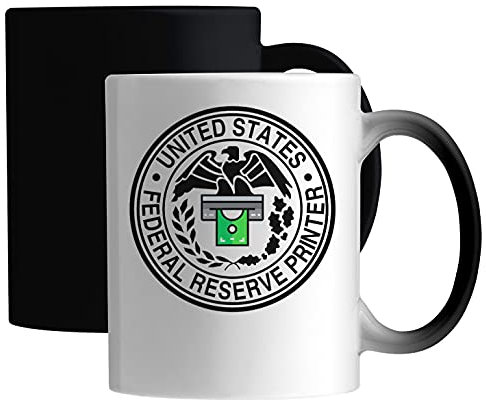 United States Federal Reserve Money Printer Symbol Ceramic Magic Mug White