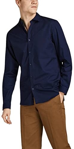 JACK & JONES Mens Crdiff Long Sleeve Shirt Navy Blazer L