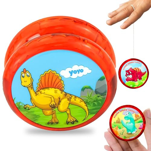 HOVUK® 1 Yoyo dinosaure lumineux de couleur rouge, stable et robuste avec ficelle Yoyo, excellent cadeau pour les enfants et les joueurs débutants