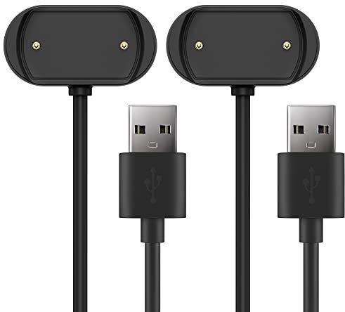 TUSITA [2-Pezzi] Caricatore Compatible con Amazfit GTR 4, GTR 3, GTR 3 Pro, GTS 3, GTS 4, T-Rex 2 - USB Caricabatterie 2 Pins 18.5mm Cavo di Ricarica 3,3ft 100cm - Orologio Intelligente Accessori