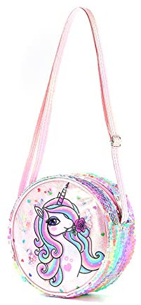 Spldsun Einhorn Handtasche für Mädchen - Rosa Brustbeutel, Verstellbarer Gurt, Geldbeutel, Kinderrucksack - Für Kleingeld und Kleine Gegenstände