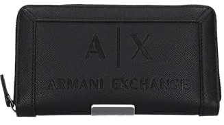 Armani Exchange Women's Zip Around Bi-Fold Wallet, Black