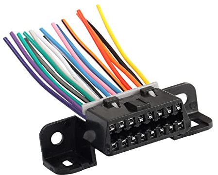 Cable de extensión del Conector Femenino obd2 de 16 Pines, Cable Fijo obd2, Cable de Puerto del salpicadero de Enchufe de Montaje, conexión e - Car con Cable de Color para diagnóstico de automóviles
