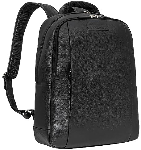 STILORD Ennio Moderner Laptoprucksack 15.6 Zoll Echtleder für Herren und Damen Vintage Leder für Studenten, Büro und Reise Rucksack mit Laptopfach 13 Zoll Farbe:schwarz