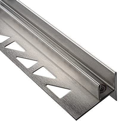 Glashalter- Duschprofil, Keil- Gefälle-Profil begehbare Dusche H19 G13 Rechts 150cm gebürstet