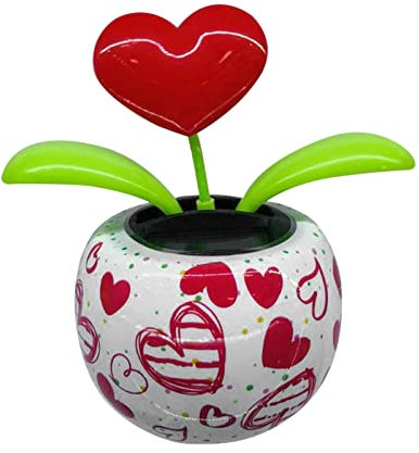 LINGJIONG Figurine Flottante en cœur - Fleur Solaire - Fleur dansante - Décoration Solaire - pour Voiture, Maison ou Bureau