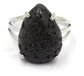 ARTQ Steinring Natürliche Lavasteine Ring Tropfenring Verstellbarer Öffnungsring Zierlich Modisch Einfache Klassische Ringe Frauen Muttertagsgeschenke Schmuck Für Frau Freundin Mutter