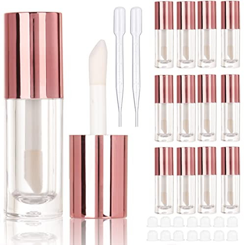 COSIDEA 14 Leere 6 ml Große Pinsel, Klobige Lipgloss-Röhren für DIY, Roségold, Großer Doe Foot Zauberstab, L Behälter