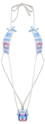 iiniim Maillot de Bain 2 Pièce Femme Sexy Push Up Bra de Bain + String de Bain Mini Micro Bikini Fraise Pois Rayé Ensemble Lingerie Nuit Vêtement Plage Tankini Swimwear Type C Taille Unique