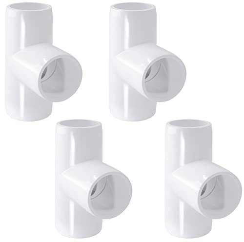 Bivethoi 3-Wege-PVC-T-Armaturen, 1,9 cm, rechtwinklige Eckbeschläge für Heimwerker, Gebäude, Möbel, Gewächshaus, Schuppen, Rohrverschraubungen, Zeltverbindungen, 4 Stück