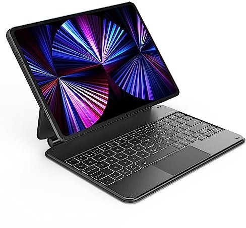 Seenda Magnetic Keyboard Case for for iPad Air 5th 2022 /Air 4th 2020 10.9 and iPad Pro 11 inch, Touch Floating Design, With 12 Color Backlit & Multi-Touch Trackpad, UK Layout