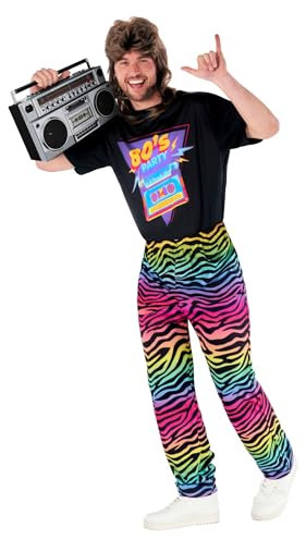 Morph 80er Jahre Kostüm für Herren, Retro Junggesellenabschied Outfit, 80er und 90er Jahre Party Verkleidung, XL