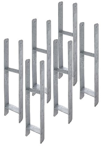 6 x siwitec H-Pfostenträger 800 x 111 mm, Materialstärke 6 mm, feuerverzinkt, Pfostenanker zum Einbetonieren mit CE-Kennzeichnung, Pfostenträger zum Einbetonieren, Pfostenschuh, Pfostenhalter