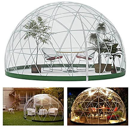 LAYIQDC Dôme de jardin extérieur, 3,7 x 2,2 m, tente dôme en PVC résistant aux intempéries, tente à bulles, tente de jardin, tonnelle, jardin, maison, camping, fête (transparent)