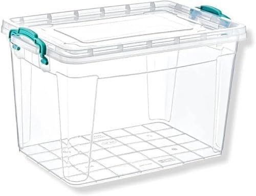 Best House | Plastic Storage Box with Clips & Lid | 20 Litres | Pack of 1 | L 43cm x W 28cm x H 27cm | Rectangle | Stackable Clear Durable Multipurpose Office Home Kitchen Tools (MEDIUM Size)