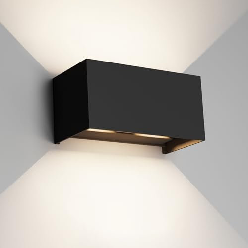 Klighten 24W LED Wandleuchte Innen/Außen,4000K Außenlampe Außenleuchte innen, IP65 Aussenleuchte Wand UP Down,Außenwandleuchte wandleuchte innen Mit Einstellbar Abstrahlwinkel Naturweiß,Schwarz