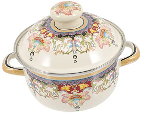 OUNONA Emaille-suppentopf Für Küche Robuster Kochtopf Mit Deckel Mehrzweck-schmortopf Für Eintöpfe Und Suppen Geeignet Für Elektroherde Induktionsherde Und Gasherde