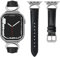mxiixnai Correa para Apple Watch, Correa de Cuero Compatible con 49mm 46mm 45mm 44mm 42mm, Apple Watch Band para iWatch Series Ultra 2/1 SE 10 9 8 7 6 5 4 3 2 1,Negro/Plata
