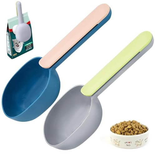 FORYNXHWIN 2-in-1 2 Pcs Pet Measuring Scoop & Bag Sealing Clip for Small Pets