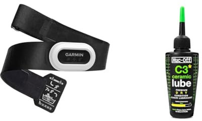 Garmin HRM- Brustgurt, Aufzeichnung von Herzfrequenzwerten, ANT+ und BLE & Muc-off Schmiermittel Kettenschmiermittel C3 Dry Lube, Mehrfarbig, 50 ml, 871