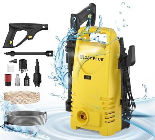 Hochdruckreiniger Druck:55 bar, Fördermenge: 5L/min, Hochdruckschlauch: 7m, Arbeitsdruck: 1100W, Gewicht: 5,3 kg, Hochdruckreiniger für Zuhause, Hochdruckreiniger für Garten oder Auto