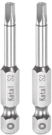 sourcing map 2pcs S2 Square Screwdriver Bit 1/4 Hex Shank 2 Length Magnetic Screw Driver Power Tool