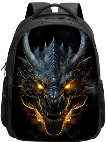 Huke Drachen-Rucksack für Kinder, Jungen, Mädchen, Drachen-Rucksack für Schule und Reisen, Elementar-Büchertasche, 43,2 cm, drache, 16 Inches, Rucksack, Rucksäcke