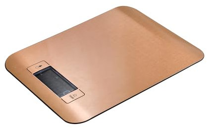 BERGNER COPPER - Báscula de Cocina 0-5KG - Pantalla LCD con Luz, Acero Inoxidable y ABS, Precisión de 1g, Indicadores de Sobrecarga y Batería, Auto Apagado