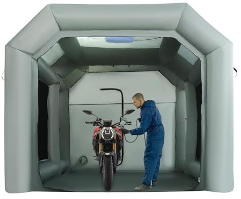 COUCHO Portable Inflatable Paint Spray Booth, Foldable Paint Cabin Tent with 2 Blower, Car Painting Booth with Filtration System, Transparent Window for Car Motorcycle Spray, 13.7x9.8x8.5ft