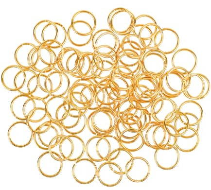 HUIHUIBAO 100 Pieces Open Jump Ring Metal Split Rings for Jewelry and Crafts Making Wind Chimes Costuming Ornaments (Gold, 14mm)