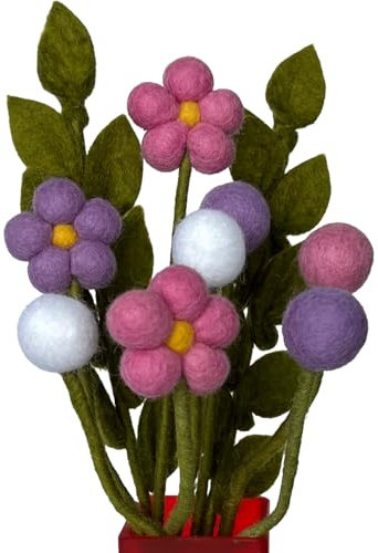 your castle Blumenstrauß aus handgearbeiteten Filzblumen, fairer Handel, nachhaltige Deko aus Filz, realistische Kunst- Textil-Filzblumen Set, Stoffblumen, Filzblüten, Malia