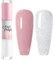 Pink Nail Polish Fine Flash White Nail Varnish Double-Head Nail Varnish, Long-lasting Quick Dry Nail Polish, Water Based No UV Nail Polish for Home DIY Nail Art (Light Pink+Fine Flash White, 10ML)