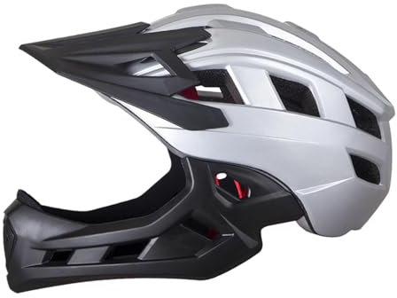 Amagogo Casco Integrale per Bambini da Bici e Mountain Bike Leggero Staccabile per BMX Pattinaggio Ciclismo, Nero Argentato