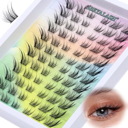 Fox Eye Cils Individuels Extension Cils C Curl Cluster Lashes Faux Cils Individuel 72pcs Cils a Cils Extension Cluster Lashes Clusters DIY Eyelash Extensions