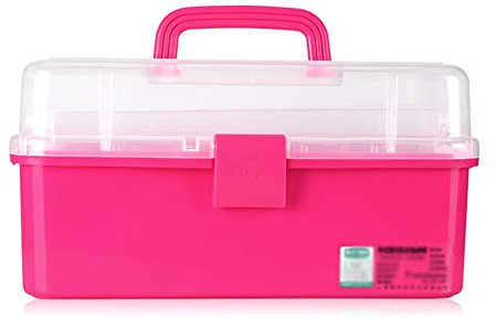 LHGDMJO 3-layer Art Toolbox Multi-function Picture Box Student Painting Nail Storage Box Hardware Box(Pink,22.5 * 14.2 * 13cm)