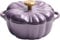 Cocotte en fonte émaillée avec couvercle, casserole en forme de citrouille de 1,5 l pour une cuisine polyvalente, plat à citrouille avec grandes poignées et passe au four et à la cuisinière (violet)