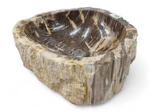 Lavabo in legno pietrificato – Lavandino in pietra naturale – Legno fossile con venature uniche e una varietà di colori – ogni pezzo è un pezzo unico assoluto (#19)