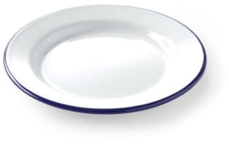 12 piatti piatti piatti smaltati, bianchi e blu, Ø 20 cm