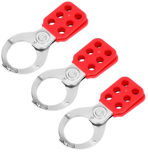 3 Pezzi Master Lock, Acciaio + Nylon PA, Lucchetto a Catena a 6 Fori, Lucchetto con Cerniera Diametro 2,5 cm, Lucchetto a Guscio in Plastica, per Bloccare gli Interruttori di Alimentazione (rosso)