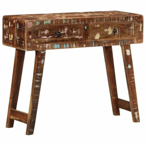 Gecheer Konsolentisch 90x32x75 cm Altholz Massivholz