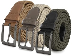 Redbridge Elastischer Flechtgürtel mit Metallschließe – Flexibler Stoffgürtel im 3er-Set Braun/Beige/Khaki 100