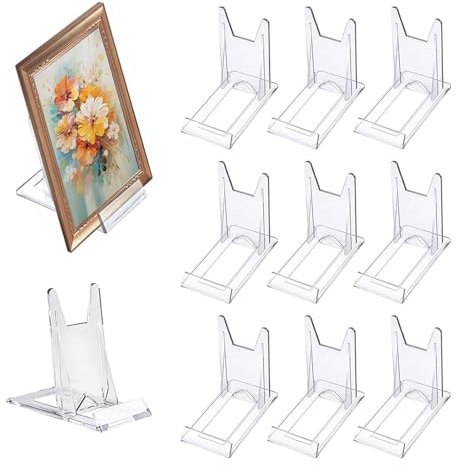 YUESIKJ 10 Stück Acryl Ständer Kunststoff Tellerständer Verstellbar Dekotellerhalter Tellerständer Kunststoff Aufsteller für Buchaufsteller Elektronische Produkte Fotodisplays