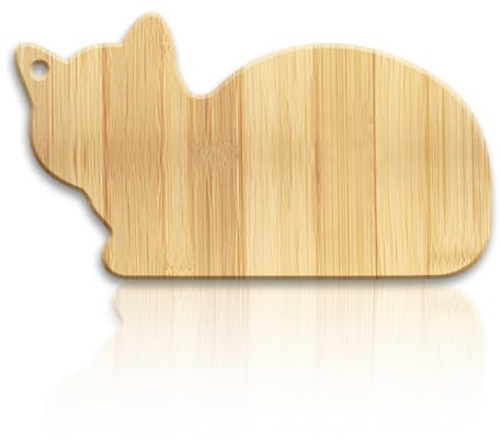 WEBEEDY Tagliere in legno di bambù a forma di gatto, tagliere per salumi in legno per cucina piccolo tagliere con foro di sospensione per servire frutta carne (20 x 35 cm)