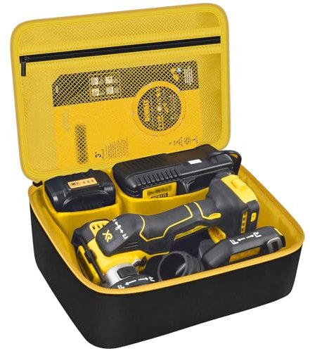 Bag Compatible with DEWALT 20V MAX Cut Off Tool 3 in 1 Brushless (DCS438B), Storage Case Carrying Holder Organizer for Charger, Batteries, Cutting Wheel and Other Accessories (Box Only)-Inner Yellow