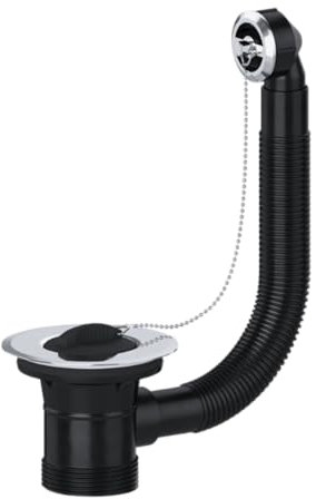 Hulthor Kitchen Sink Overflow Kit Plug with Chain and Overflow - Ideal Kitchen Sink Waste Fittings - 40mm 1.5 (Round)