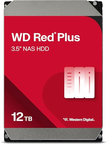 Western Digital WD Red Plus interne Festplatte, 12 TB, CMR, 3,5 Zoll, SATA 7200 U/min, 512 MB Cache, 3 Jahre Herstellergarantie, WD120EFGX-AJP Eco Paket