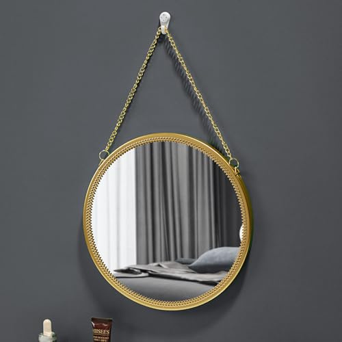 Hosoncovy Wandspiegel mit Metallrahmen, 35 cm, dekorativer runder Make-up-Spiegel für Wohnzimmer, Schlafzimmer, Badezimmer, Wanddekoration
